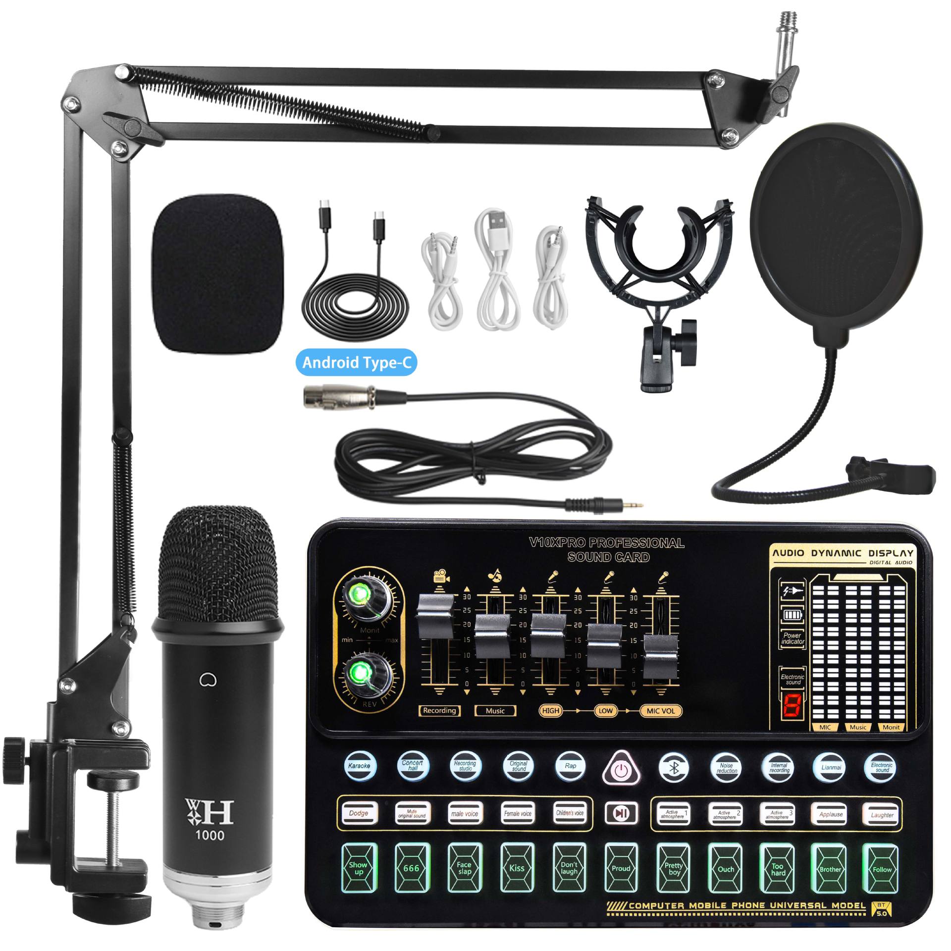 Tarjeta de sonido en vivo micrófono traje teléfono móvil computadora universal karaoke artefacto tarjeta de sonido transmisión en vivo equipo dedicado transfronterizo