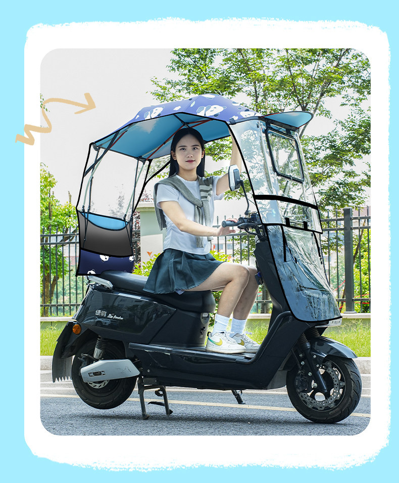 Wholesale Electric Vehicle Rain Shelter, Foldable Electric Motorcycle Sunshade Umbrella, Windproof Quick-Release Rainproof Carport