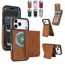 适用iPhone17复古纹上下翻卡夹二合一手机壳 苹果16磁吸S25保护套