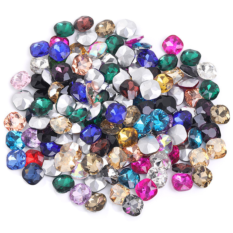 Imitation Acrylic Rhinestone Pointed Bottom Square Round Corner Octagonal Fat Square Jewelry Rhinestone Nail Art Rhinestone Accessories