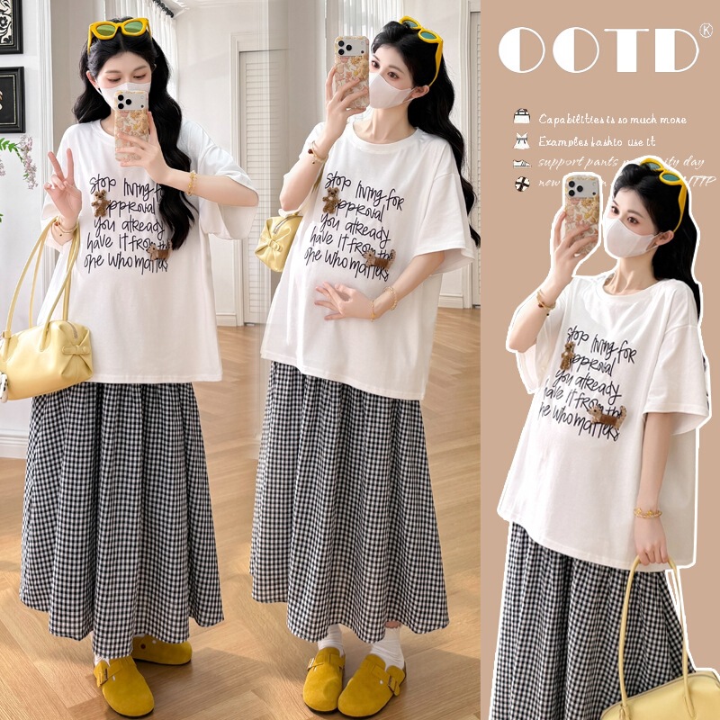 Real Shot of 2026 Maternity Wear Summer New Loose Top, Solid Color Sweet Short-Sleeve Cartoon Cute T-Shirt Real Shot of 2026 Maternity Wear Summer New Loose Top, Solid Color Sweet Short-Sleeve Cartoon Cute T-Shirt
