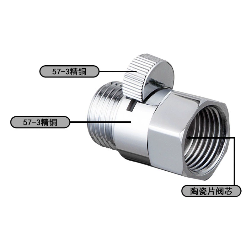 Цельномедный прямой переключатель-клапан 1/2 дюйма с внутренними и внешними разъемами, угловой клапан для унитаза, регулятор потока, ручной душевой распылитель, запорный клапан.