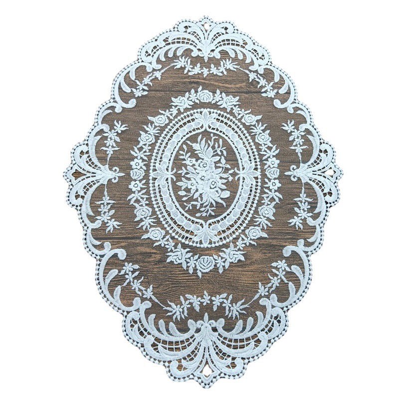 European-Style Embroidered Placemat, Vintage Lace Coffee Table Mat, Dustproof Cover, Photography Prop, Sofa Cushion, Decorative Table Runner