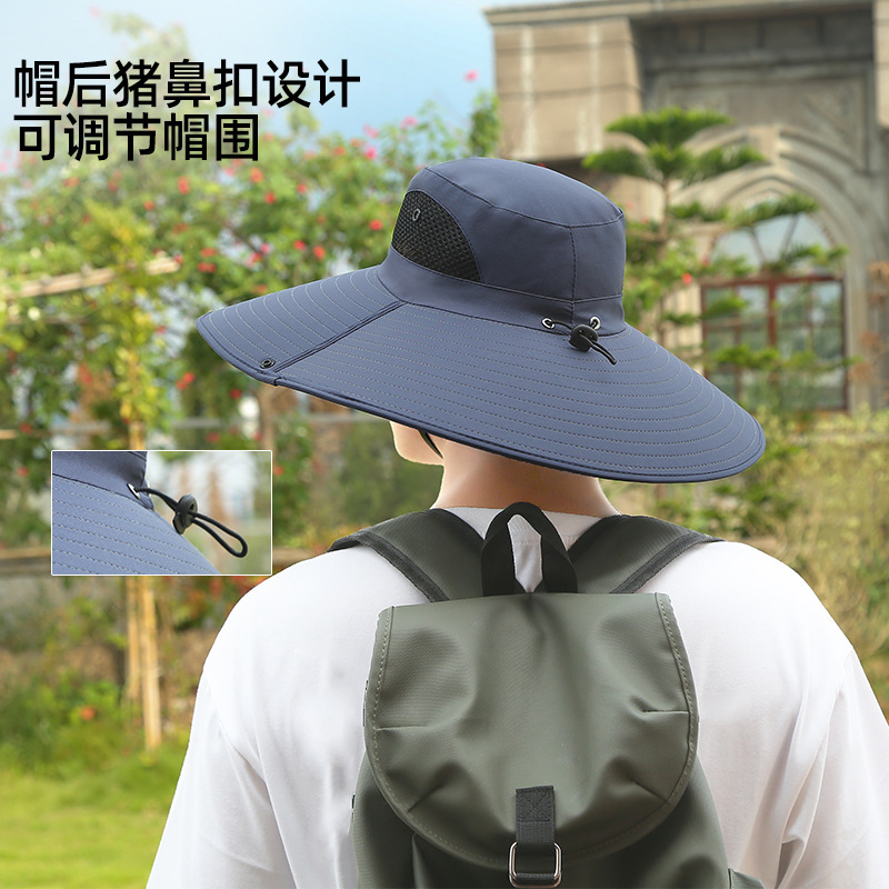 日焼け止め帽子メンズ夏日よけ帽子アウトドア釣り帽子大きなつば登山漁師帽子紫外線防止太陽帽子|undefined