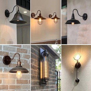 Loft Retro Industrial Style Outdoor Wall Lamp American Style Simple Iron Wall Lamp Corridor Warehouse Balcony Dining Room Lamp