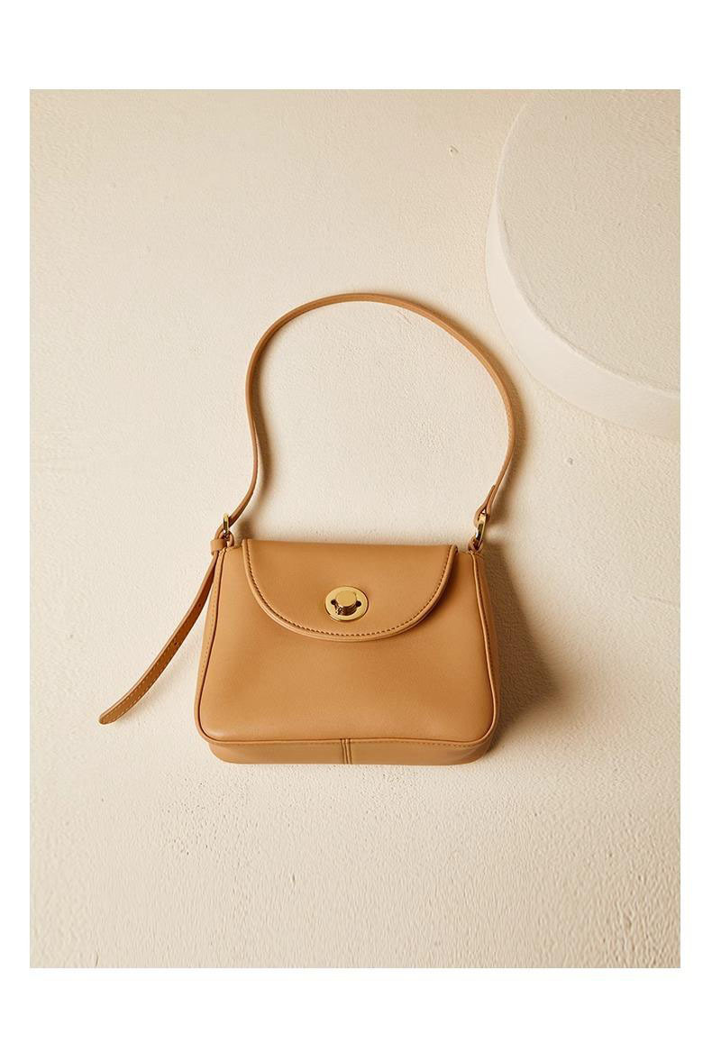 Túi đeo chéo nữ da vân cá sấu phong cách mới, kiểu gối ôm sát nách, kích thước 19×7.5×14 cm — sữa cam chi tiết 21