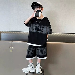 童装男童夏装套装2025新款中大童帅气时尚儿童夏季短袖运动两件套