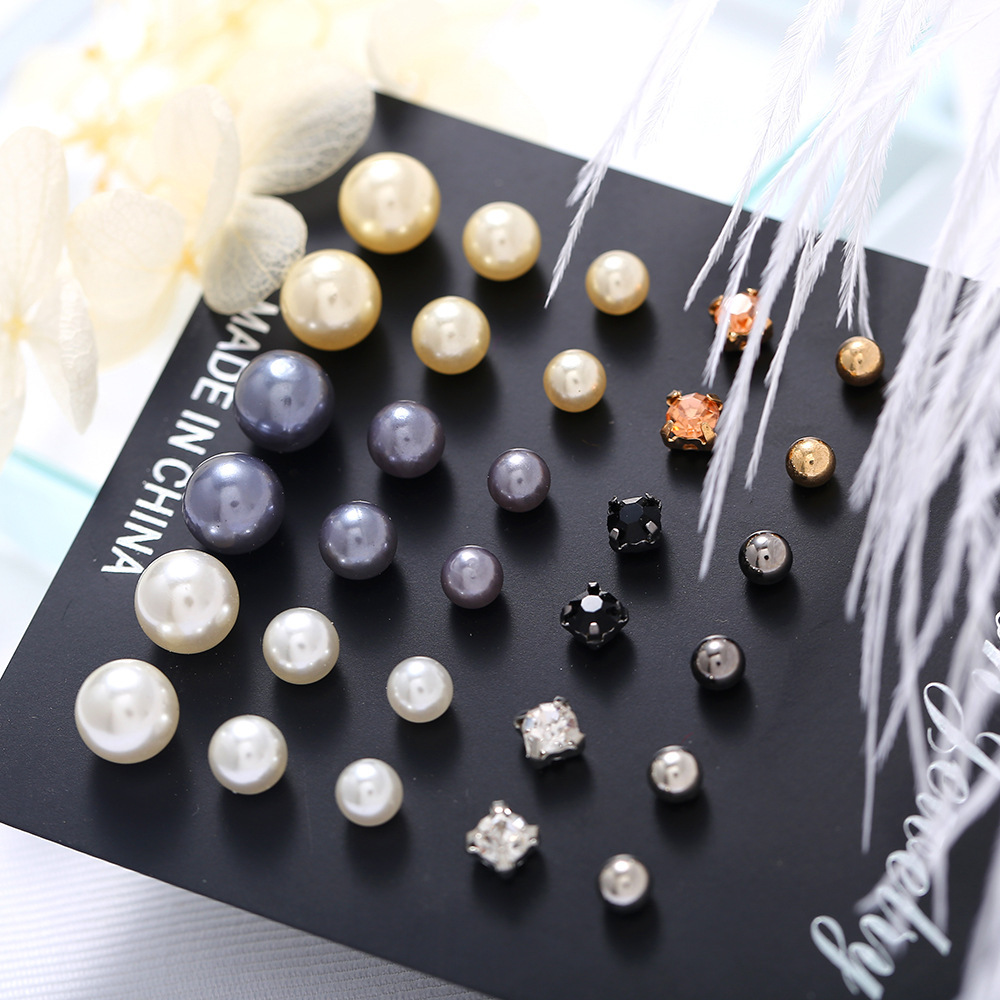 Fashion Geometric Alloy Inlay Rhinestone Beads Ear Studs display picture 3