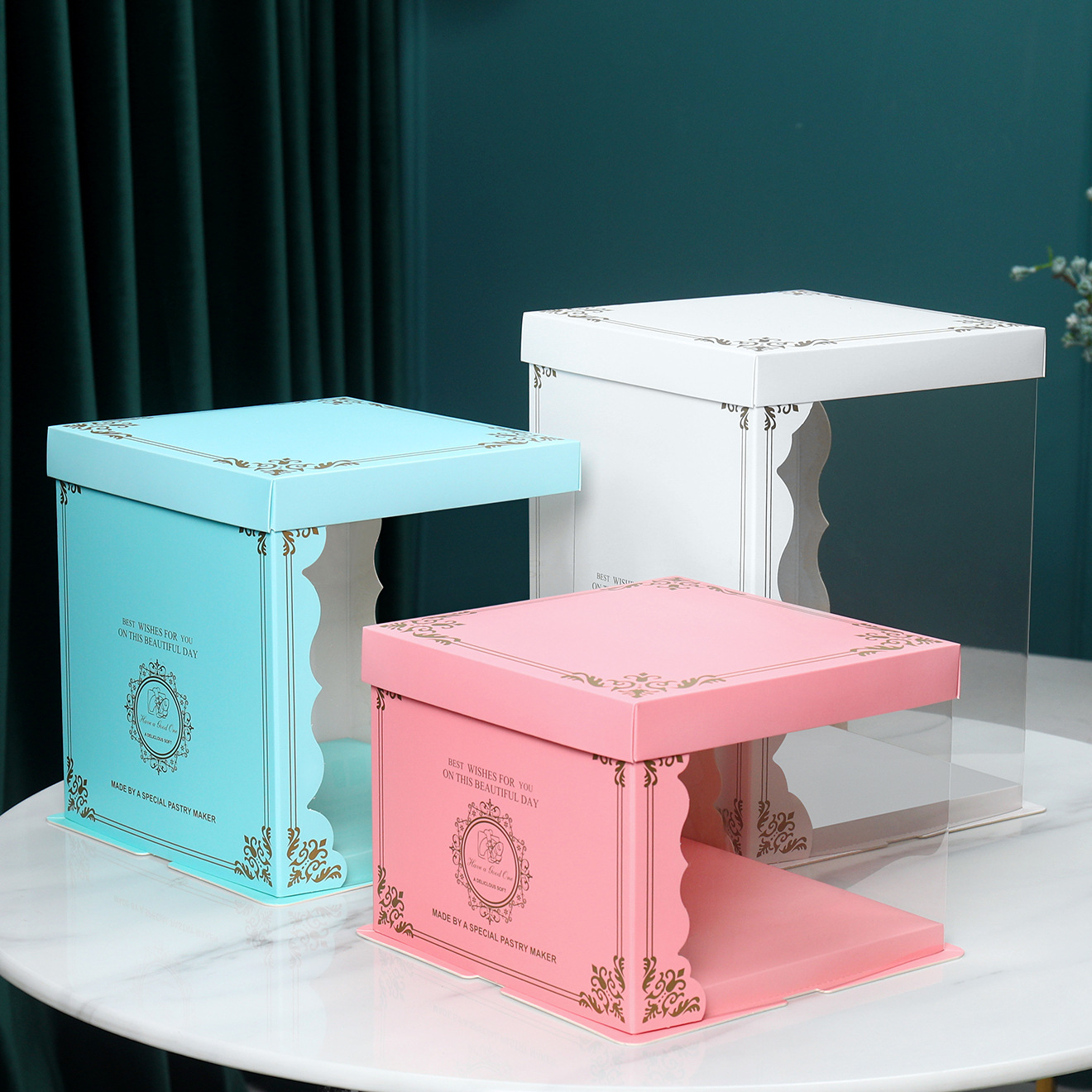 批发半透明生日蛋糕盒6寸8寸10寸12寸加高烘焙包装盒加印logo