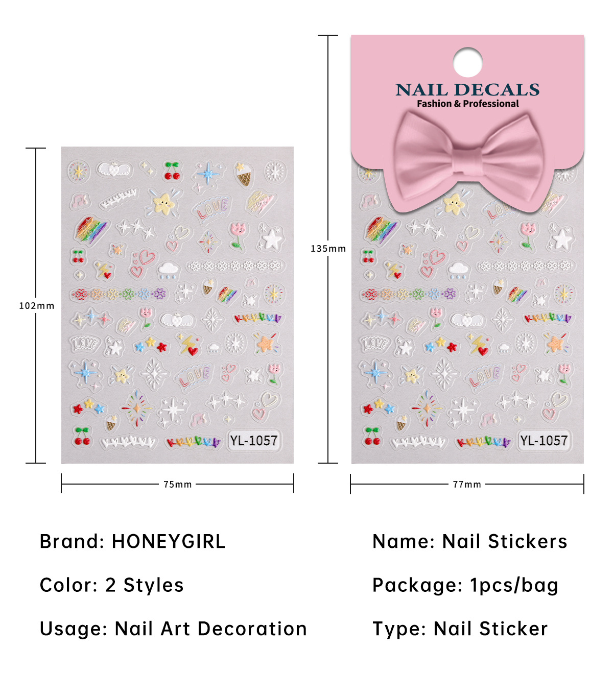 6g Weight Nail Decals  Classification of Nail Art Accessories Cute Cartoon Bow Knot PET Tpu Nail Patches
