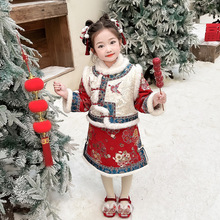 原创汉服拜年女童古装国风冬款加厚小女孩宫廷格格旗袍套加厚保暖