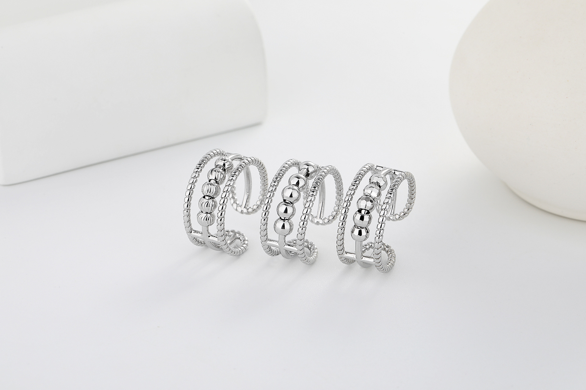 Simple Style Geometric Solid Color Copper Layered Rings