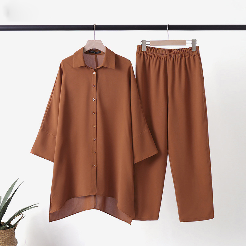 Camisas transfronterizas de mujeres musulmanas de Malasia ropa de mujer ropa de mujer grande moda casual de dos piezas