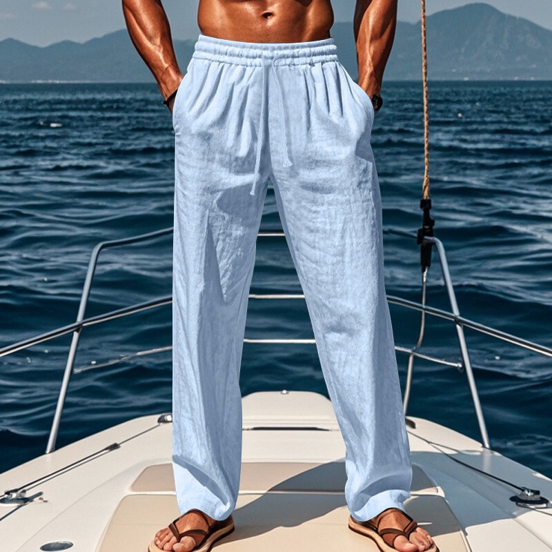 2025 Amazon Wish Aliexpress European and American Four-Season Men's Hip-Hop Breathable Linen Loose Casual Sports Pants