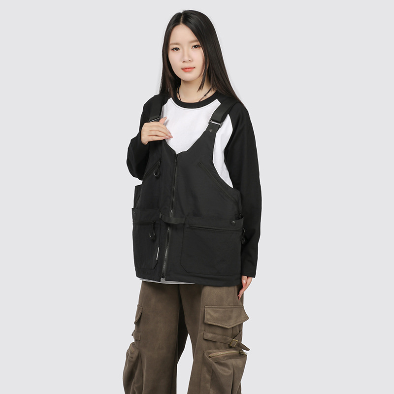 Mountain-Style Camping Large-Capacity Bag, Hong Kong Fashion Brand Workwear Style, Multi-Pocket Crossbody Convertible Vest, Personalized Dual-Use Vest