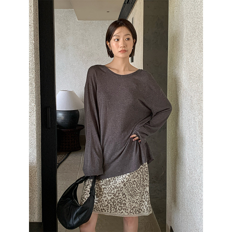 The Mind Casual Backless Sun Protection Cover-Up 2026 Spring Loose Thin Long-Sleeve T-Shirt T6076C The Mind Casual Backless Sun Protection Cover-Up 2026 Spring Loose Thin Long-Sleeve T-Shirt T6076C
