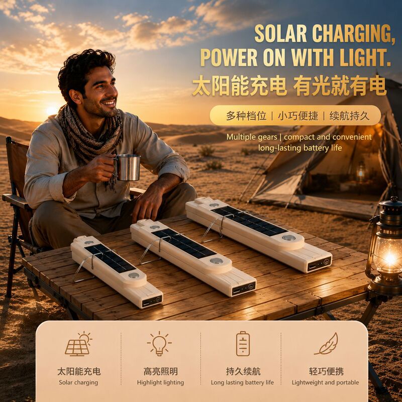 Solar-Powered Outdoor Camping Light Led High-Brightness Spotlight Reflector Hook Light Portable Night Market Emergency Stall Light