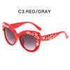 Fashionable retro glasses solar-powered, sunglasses, 2023, flowered, cat's eye, wholesale