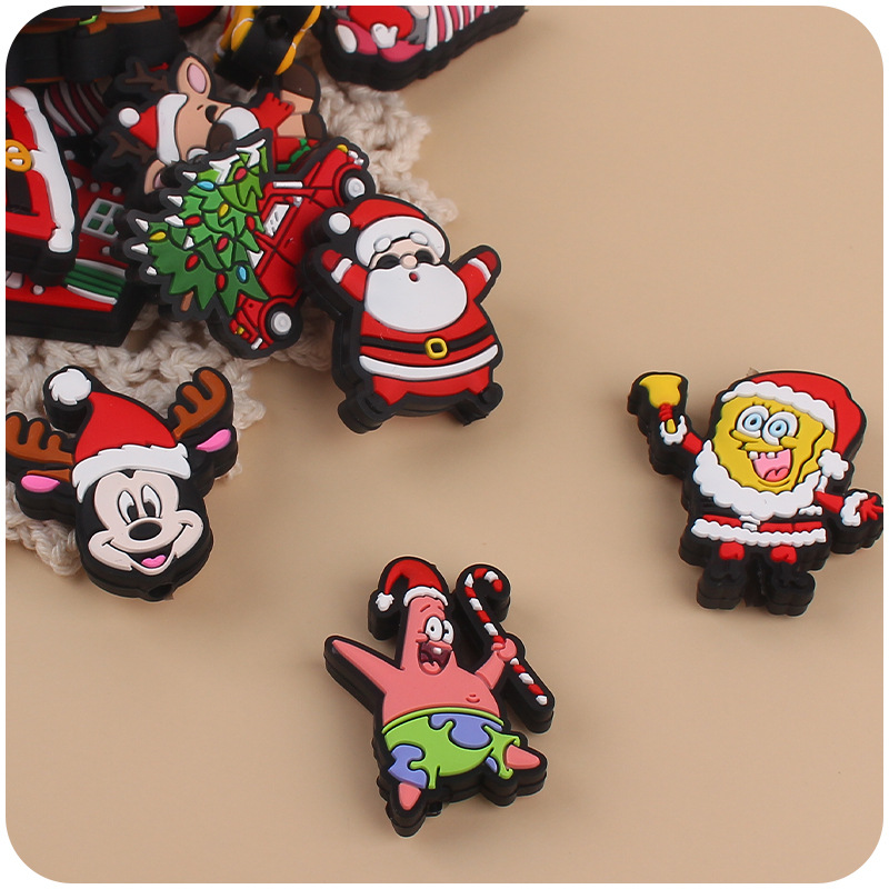 Nuevo bebé de dibujos animados Navidad Santa Claus pequeño mordedor creativo DIY bebé molar pezón cadena Accesorios