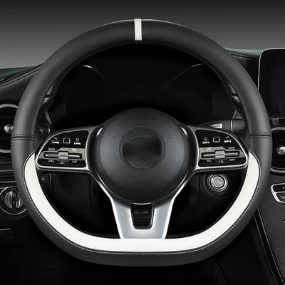 Steering wheel cover: wheel cover optional color - d-shaped-mysterious-black-and-white-plastic-ring-38cm