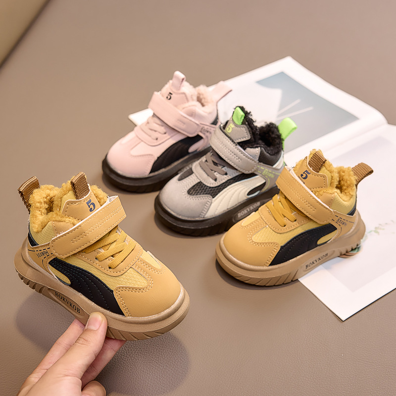 Zapatos de algodón para niños niñas calentamiento y botas de nieve de vello para usar en invierno al aire libre antideslizante para niños zapatos deportivos de algodón para niños