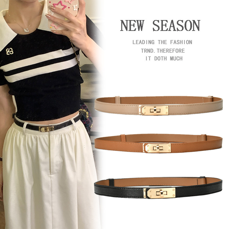 Dress Belt Accessories Belt Women's 2024 New Genuine Leather Decorative Skirt Suit Coat Waist No Punching