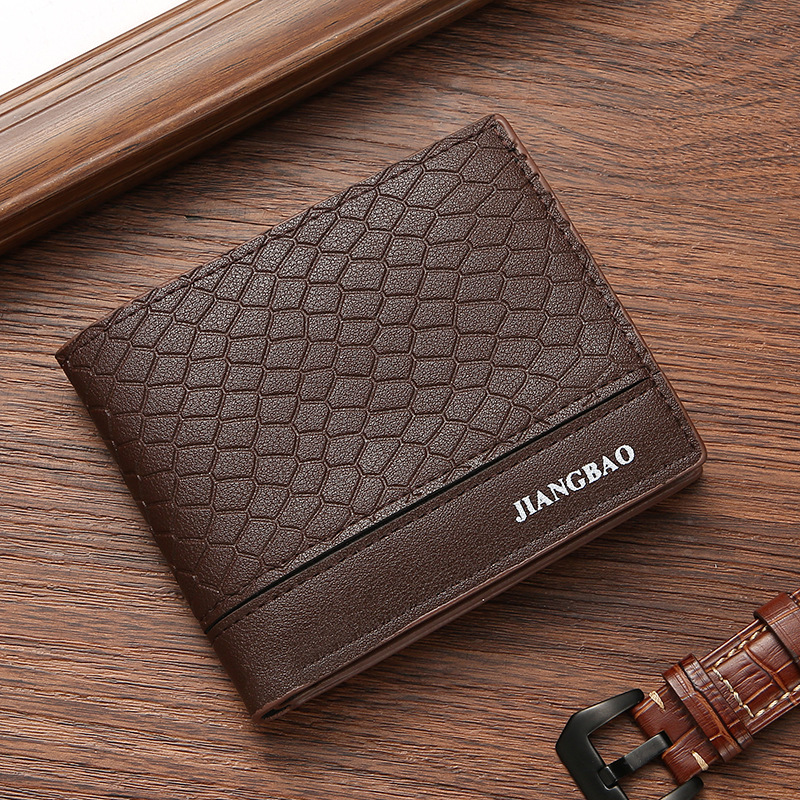 Amazon Cross border New Men's Wallet Fashion Simple Snake Skin Pattern Men's Short Wallet Multi Card Men's Wallet