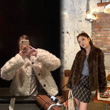 秋冬新款环保貂绒小个子休闲皮草小姐姐名媛风保暖毛毛外套女批发