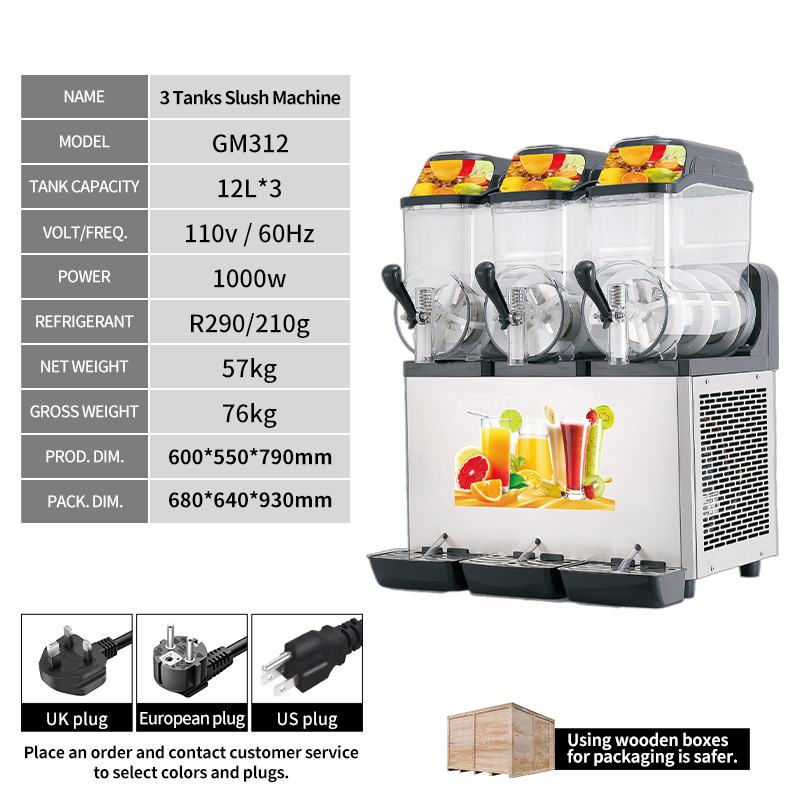 Máquina de nieve 110V / 220V Commercial Cafetería de un solo cilindro, dos cilindros, tres cilindros, máquina de derretimiento de nieve batido máquina de refrigeración automática