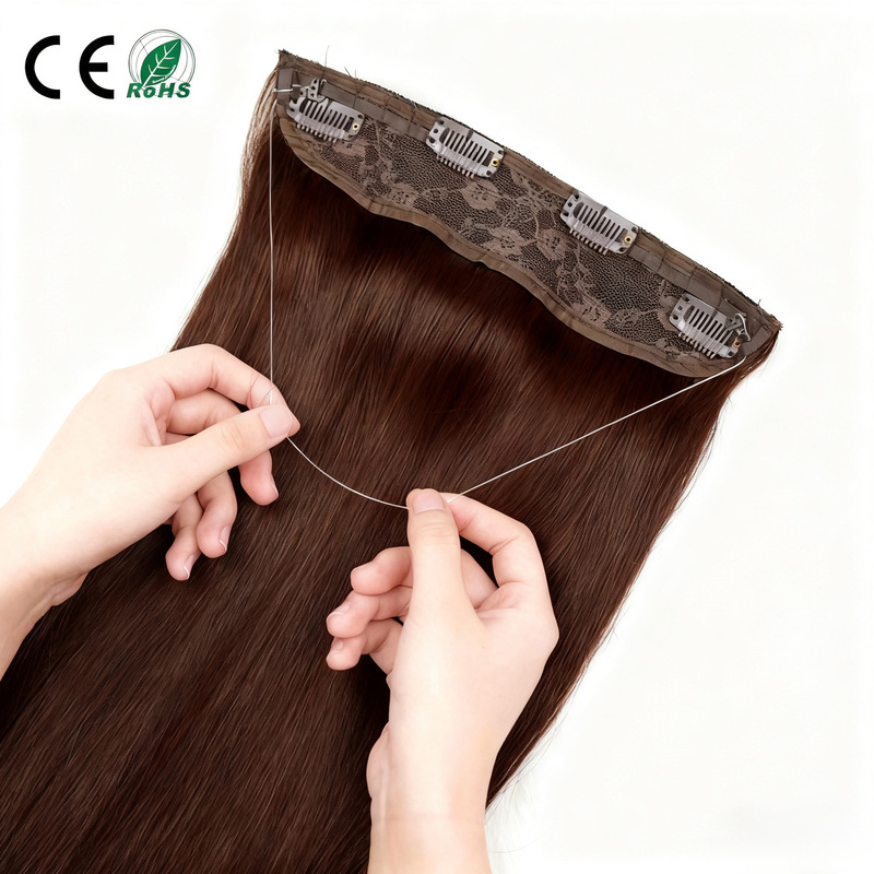 100% Human Hair Wig, Fishing Line Hair Extension, Invisible Support, Hair Volume and Weight Customization, Cross-Border Wholesale Source Factory 100% Human Hair Wig, Fishing Line Hair Extension, Invisible Support, Hair Volume and Weight Customization, Cross-Border Wholesale Source Factory