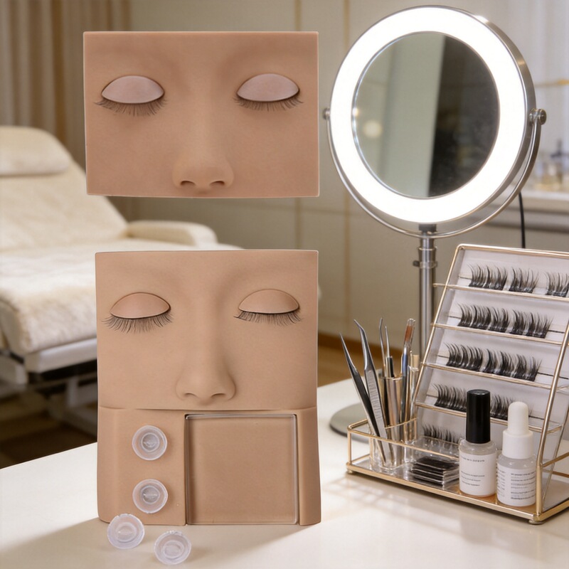Patented Grafted False Eyelashes, Multifunctional Face Replacement, Double-Layer Eyelashes, Eye Changing Practice Model Head Model