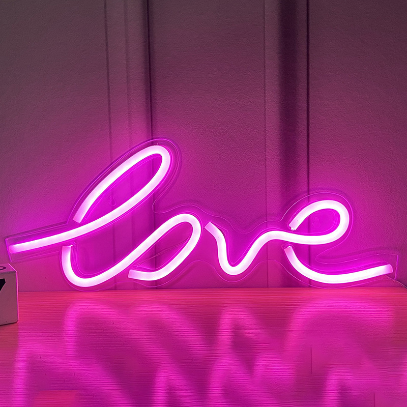 Back Panel Neon Love Pink Love Wall Lamp USB Power Supply Love Lamp Bar Party Valentine's Day