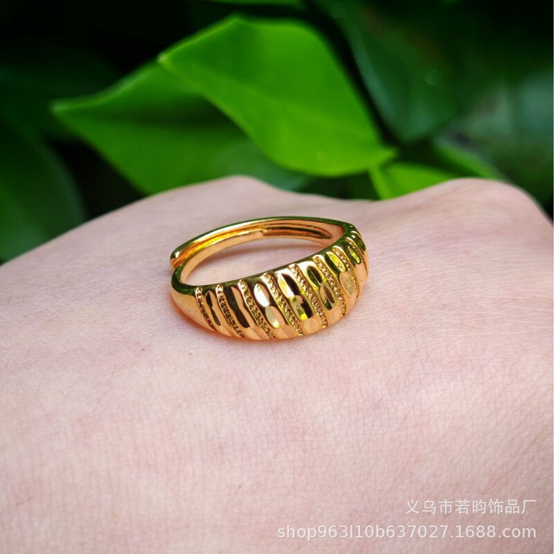 女性用模造ベトナムサンドゴールドリング、女性用ラブカーフラワーリング、開口部調整可能、ライブブロードキャストギフト卸売|undefined