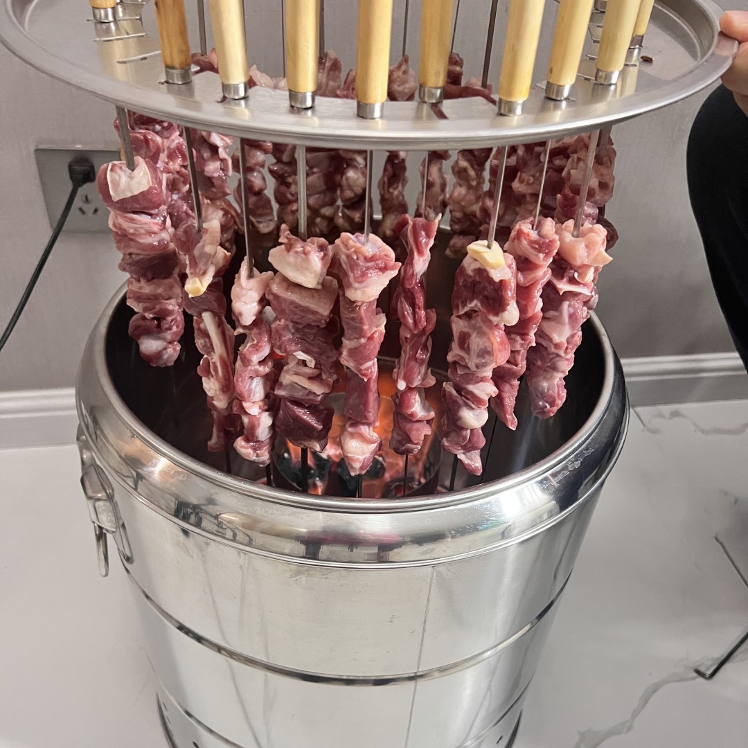 木炭烧烤炉家用室内无烟碳烤肉串机户外小型不锈钢吊炉烧烤架全套