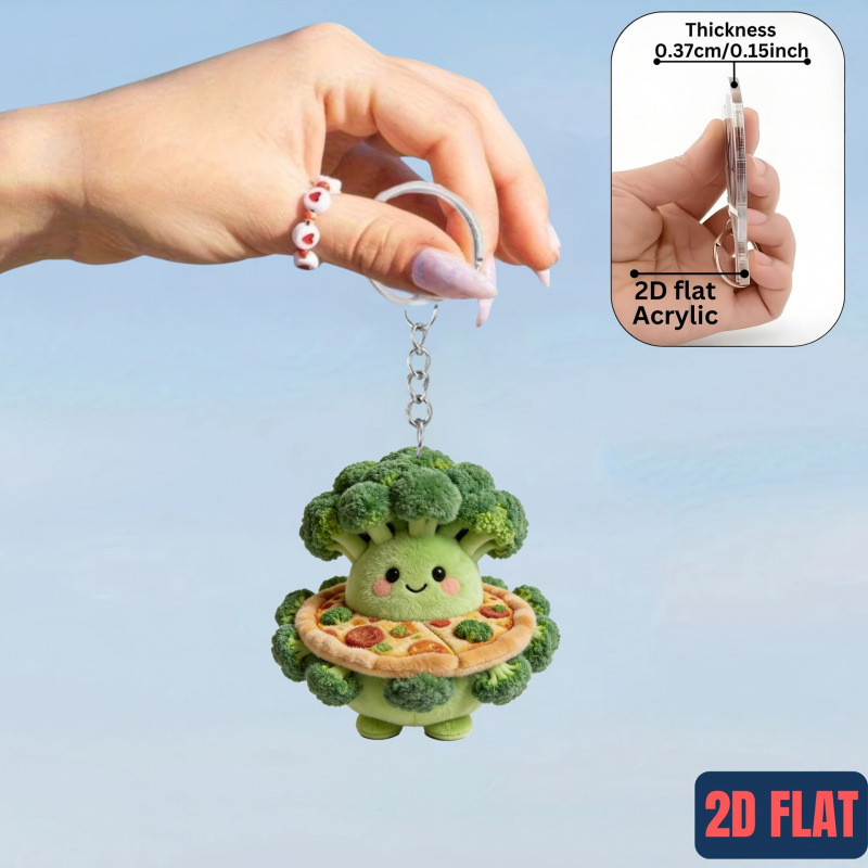 Colgante adornos lindos llaver verduras de brócoli transfronterizos 2D diseño gráfico acrílico adornos de automóviles fijos