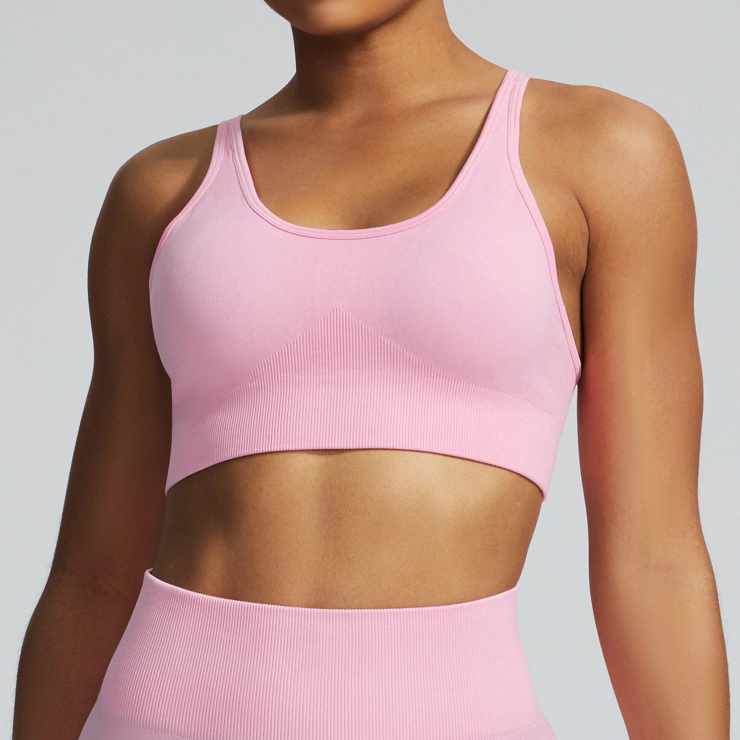 Sujetador de yoga sin costuras europeo y americano transfronterizo, ropa interior deportiva de alta elasticidad y alta resistencia, chaleco de fitness de secado rápido para mujer