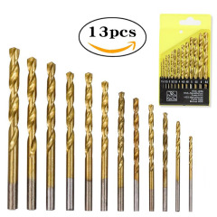 Xinsentuo 13pcs titanium-plated twist drill hand electric drill punching tool set wholesale titanium-plated hole woodworking drill bit