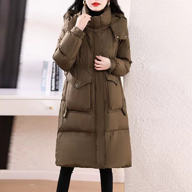 中长款羽绒服女冬季2025新款高级感韩版加厚90白鸭绒宽松显瘦外套