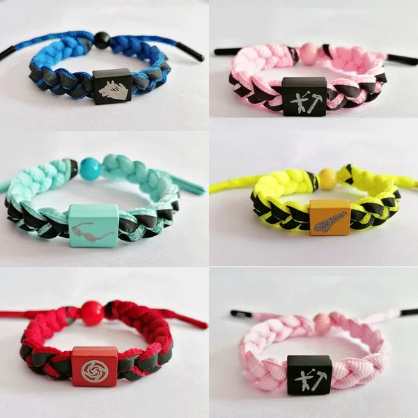 Incantation Battle Necklace Shoelace Woven Tiger Stick Hand Rope Holographic Reflective Bracelet Fashion Jewelry Five Enlightenment Hand Rope