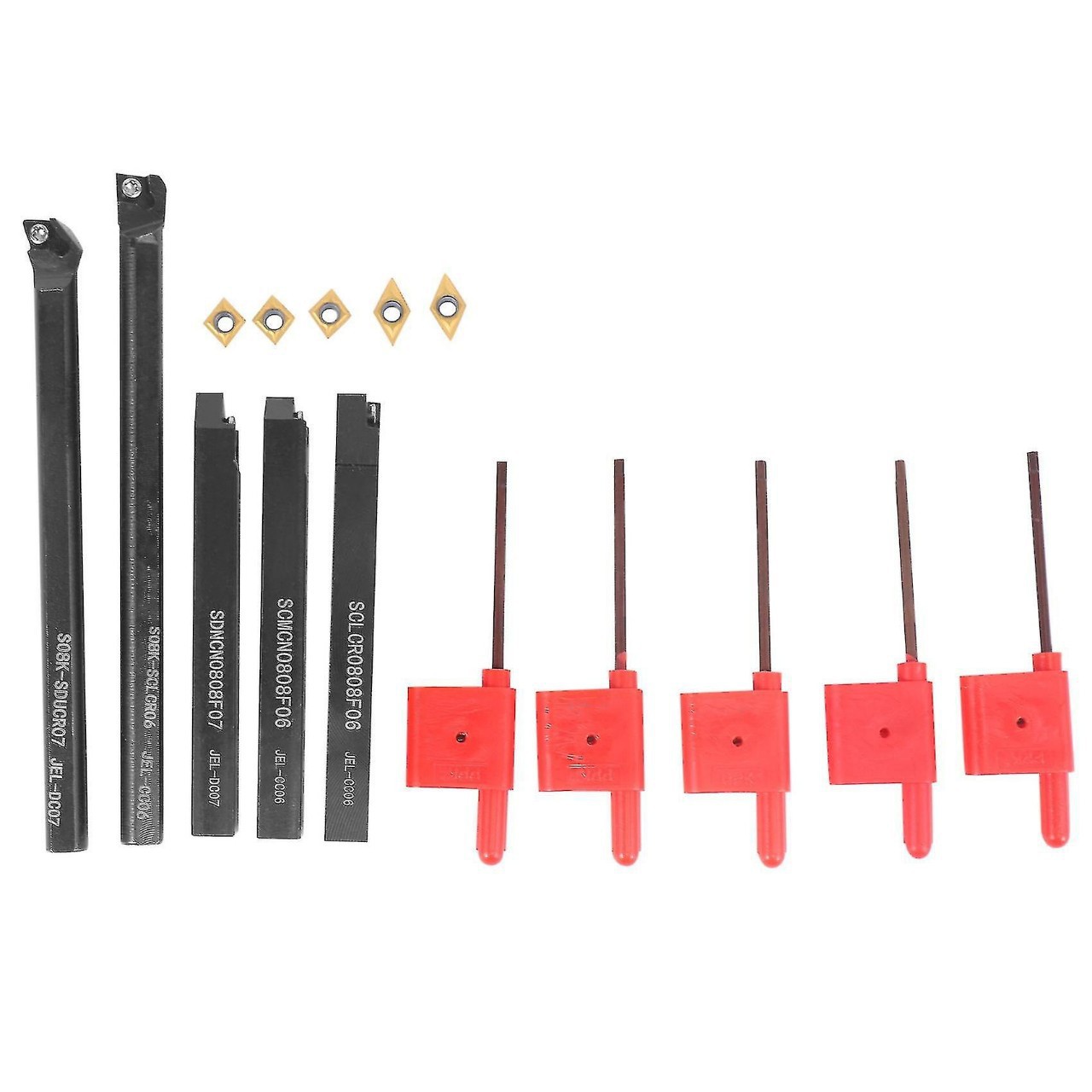8 毫米5件套可转位车床车刀架带 Ccmt060204 Dcmt070204 合金刀片