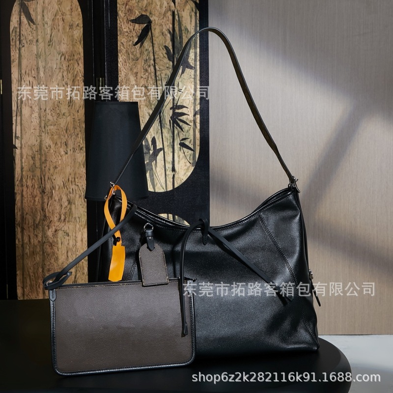 M&LV驴家跨境黑武士中号carryall小羊皮购物袋单肩斜跨托特包大牌|undefined