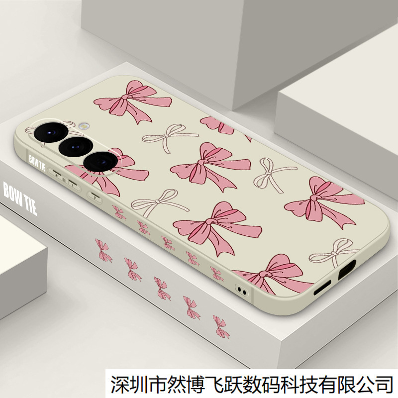 Suitable for Samsung S25Ultr Painted Side Phone Case S22Plus Cartoon Bow A36Tup Straight Edge Case Suitable for Samsung S25Ultr Painted Side Phone Case S22Plus Cartoon Bow A36Tup Straight Edge Case