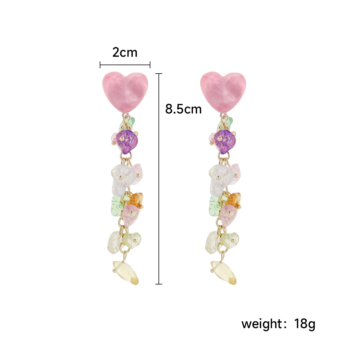 20g Weight Drop Earrings Classification Sweet Heart Shape Crystal Handmade Women's Drop Earrings