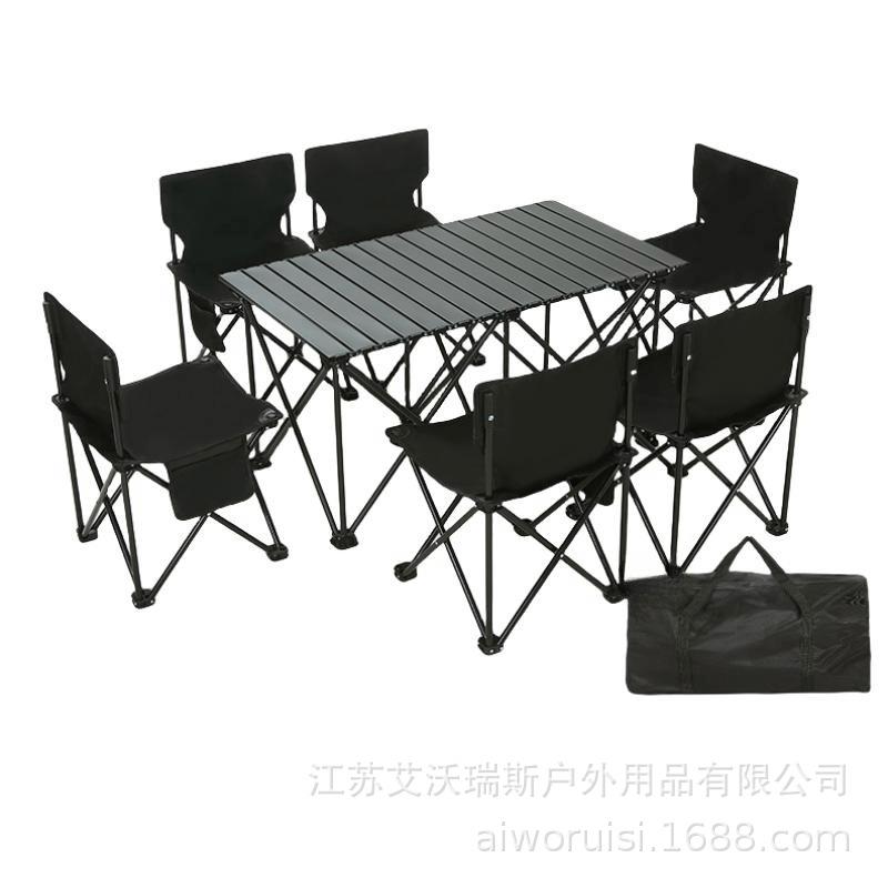 블랙 7 피스 세트 (중간 의자가있는 120cm 테이블)