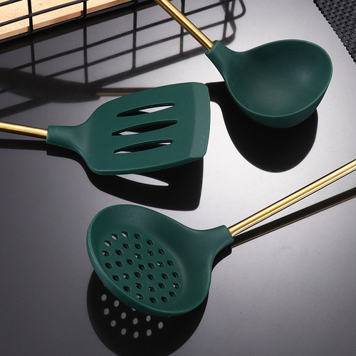 Household Silicone Spatula Multi-purpose Stir-frying Kitchen Tool Non-stick Pan with Hanging Cooking Soup Spoon Ladle Spatula Four-Piece Set