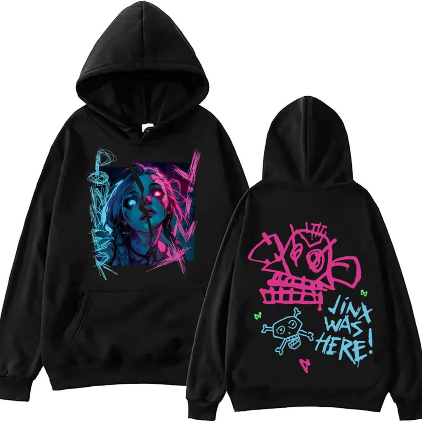 Arcane-Jinx Hoodie con Pockets, Men'S And Women