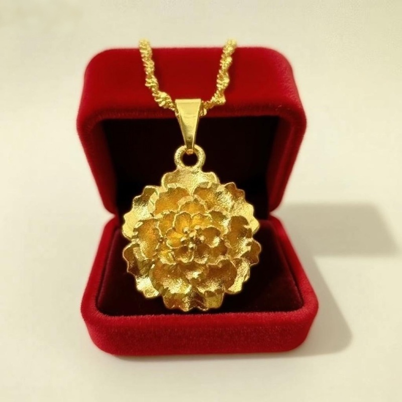 牡丹の花の光沢のあるペンダント日本と韓国のネックレスレディースネックレススイートママジュエリーペンダント蓮池月光|undefined