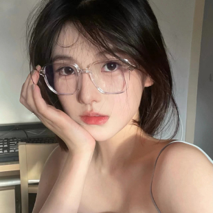 Ultra-light transparent glasses for women with myopia can be equipped with power lenses anti-blue light eye frame frame large face thin men's