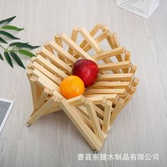 クリエイティブな木製フルーツディスプレイスタンド、多目的折りたたみ式果物・野菜トレイ、松材変形手作り折りたたみ式フルーツプレート