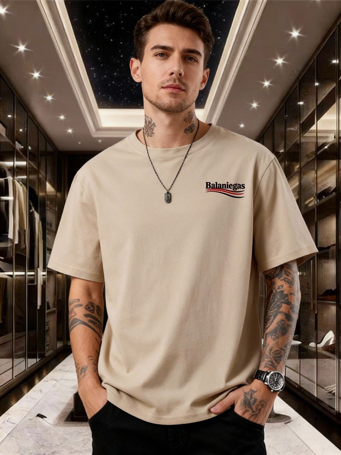 Summer Trendy Brand Printed Short-sleeved T-shirt Large Size Sports Top Fashion Men T-shirt_viptrois.com